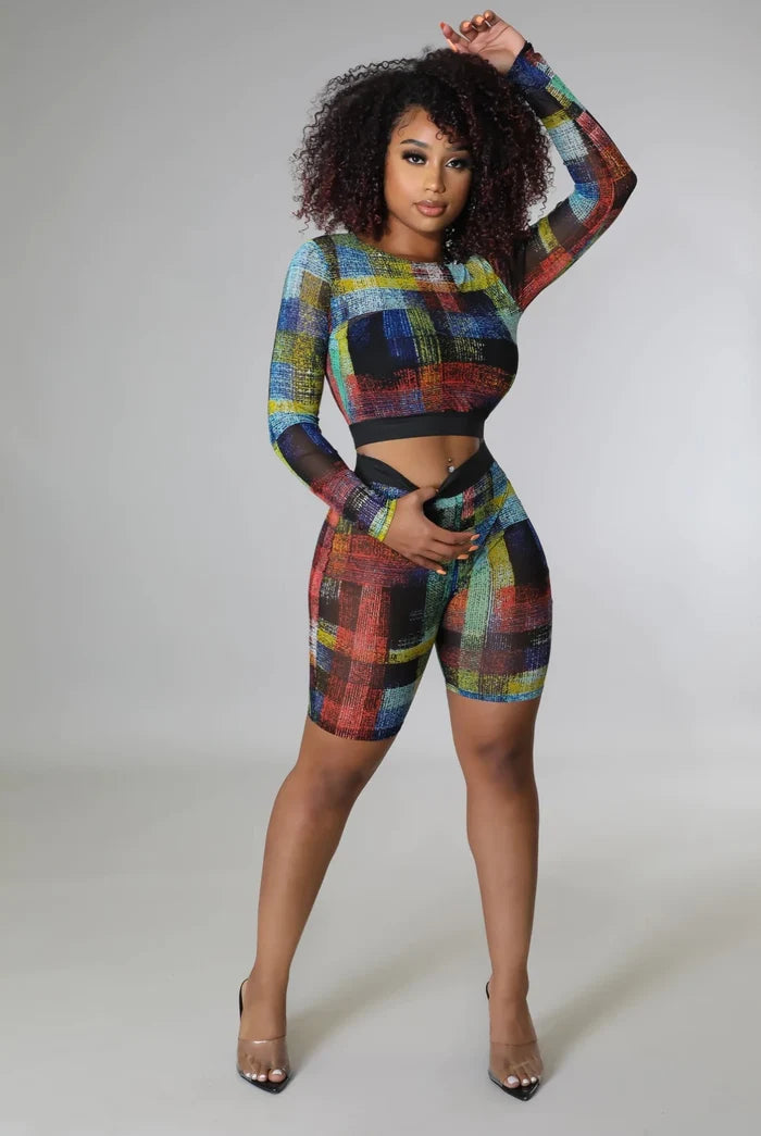 It Gets Better.....Plaid Crop Bermuda Short Set Good Time USA