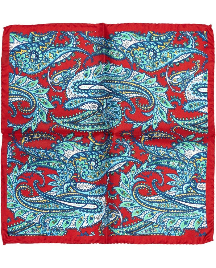 Izar Floral Red Pocket Square - Men's Pocket Squares at Menzclub
