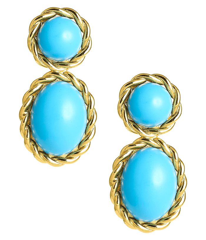 Lisi Lerch - Jackie Earring in Turquoise & 18k Gold Plated - Belle of the Ball Collection - Turquoise