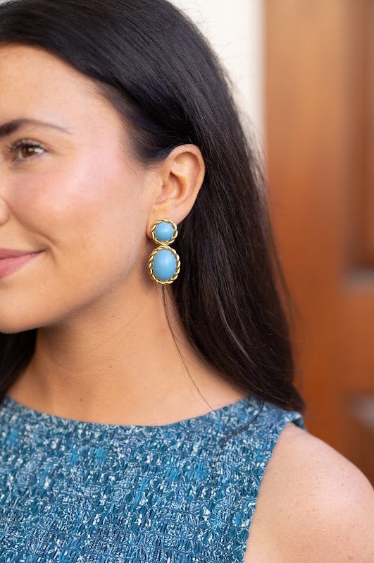 Lisi Lerch - Jackie Earring in Turquoise & 18k Gold Plated - Belle of the Ball Collection - Turquoise