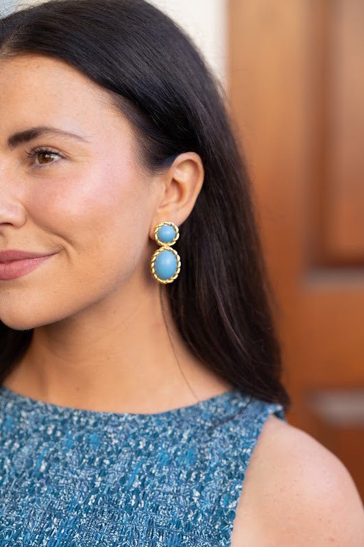 Lisi Lerch - Jackie Earring in Turquoise & 18k Gold Plated - Belle of the Ball Collection - Turquoise