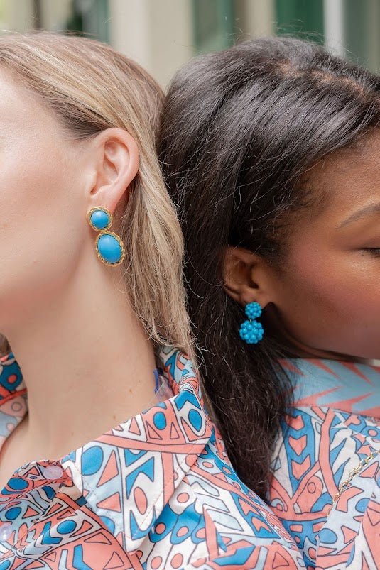 Lisi Lerch - Jackie Earring in Turquoise & 18k Gold Plated - Belle of the Ball Collection - Turquoise