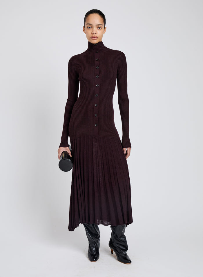 Jada Dress In Superfine Merino - Burgundy