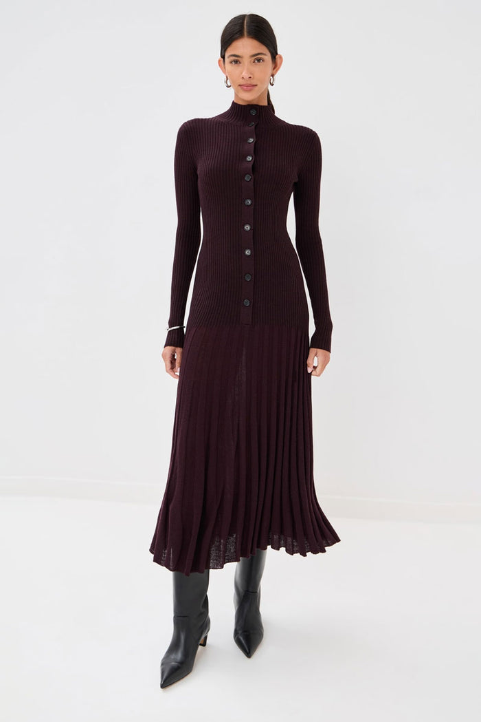 Jada Dress In Superfine Merino - Burgundy