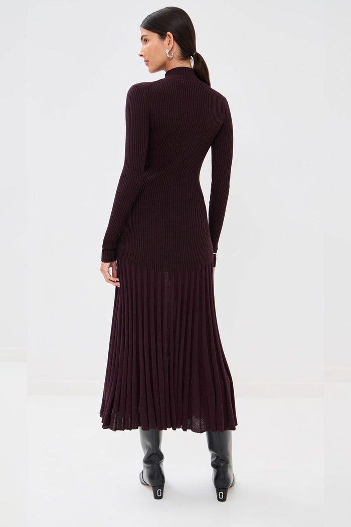 Jada Dress In Superfine Merino - Burgundy