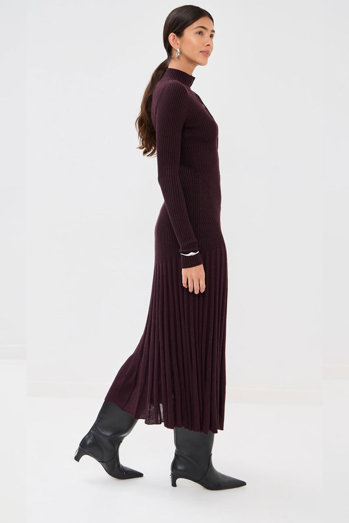 Jada Dress In Superfine Merino - Burgundy