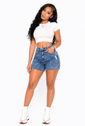 Jazzie – High Waist Cut Off Mom Denim Shorts for Women