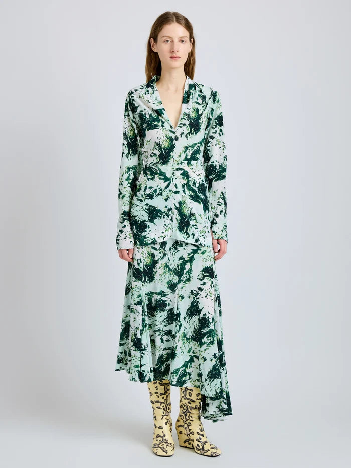 Joelle Skirt in Printed Silk Viscose - Green Multi
