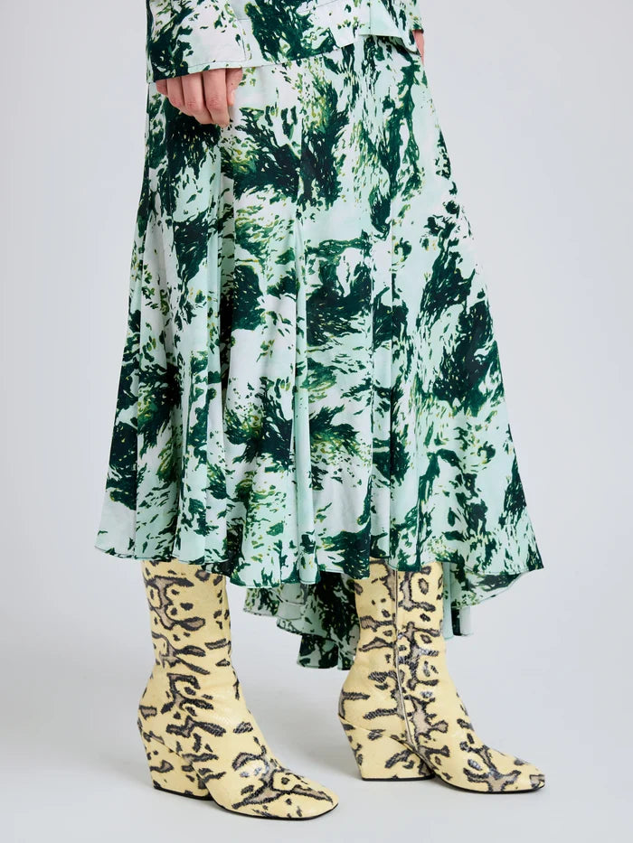 Joelle Skirt in Printed Silk Viscose - Green Multi