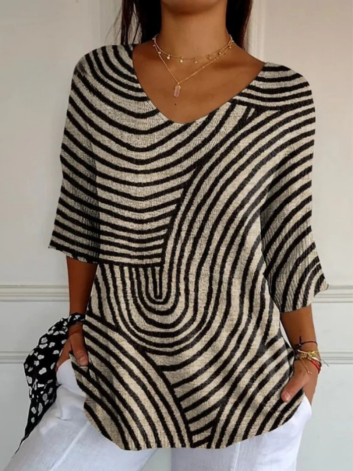 Judith™ | Retro Geometric Round-Line Art Pullover