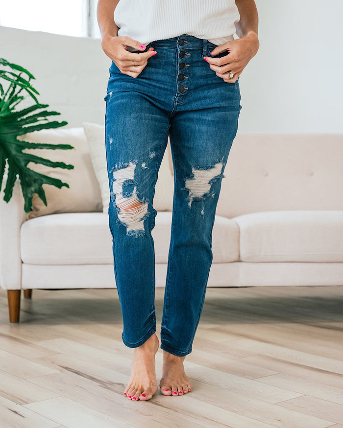 Judy Blue Darby Button Up Boyfriend Jeans FINAL SALE Judy Blue
