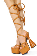 Julee......Tie Up Platform Thick Heel Cape Robbin Shoes