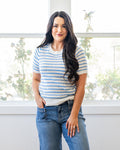 Kaitlyn Open Knit Striped Sweater Top - Color Options Available! Staccato Blue
