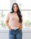 Kaitlyn Open Knit Striped Sweater Top - Color Options Available! Staccato Orange