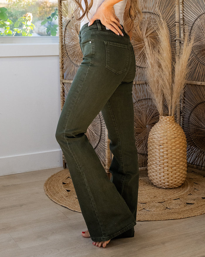 KanCan Ariana Flare Jeans - Olive FINAL SALE KanCan