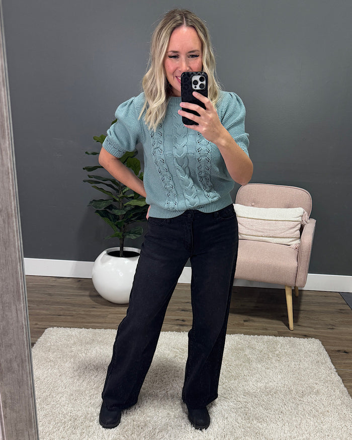KanCan Flaunt It Non Distressed Wide Leg Jeans - Black SALE KanCan