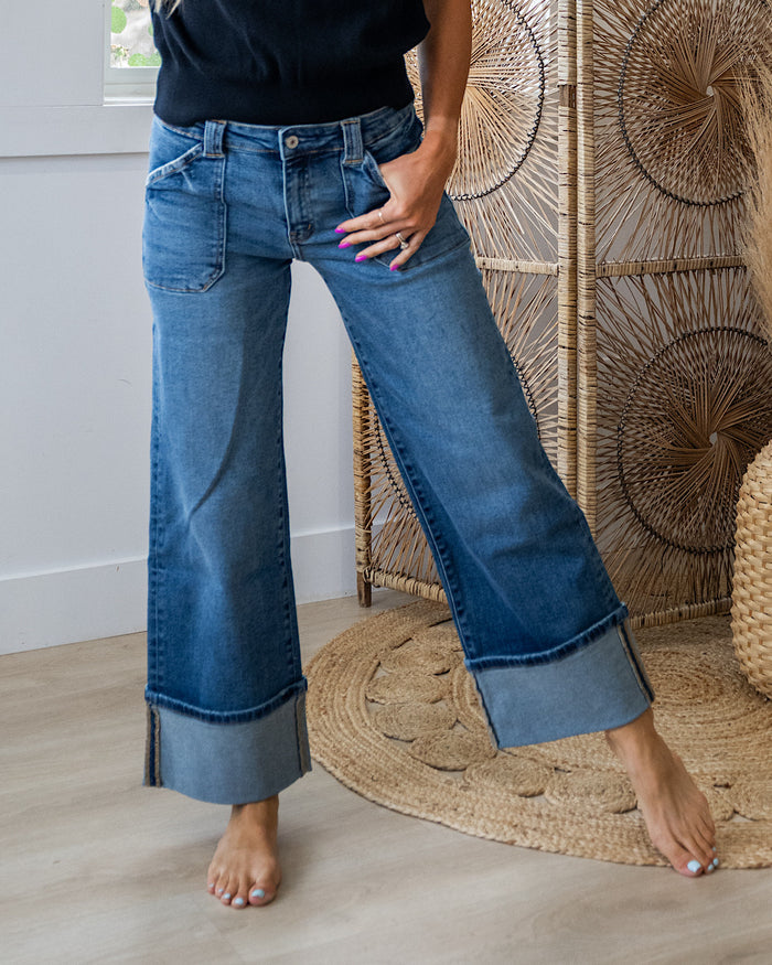 KanCan Risk Taker Rolled Hem Wide Leg Jeans FINAL SALE KanCan
