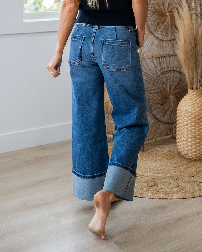 KanCan Risk Taker Rolled Hem Wide Leg Jeans FINAL SALE KanCan
