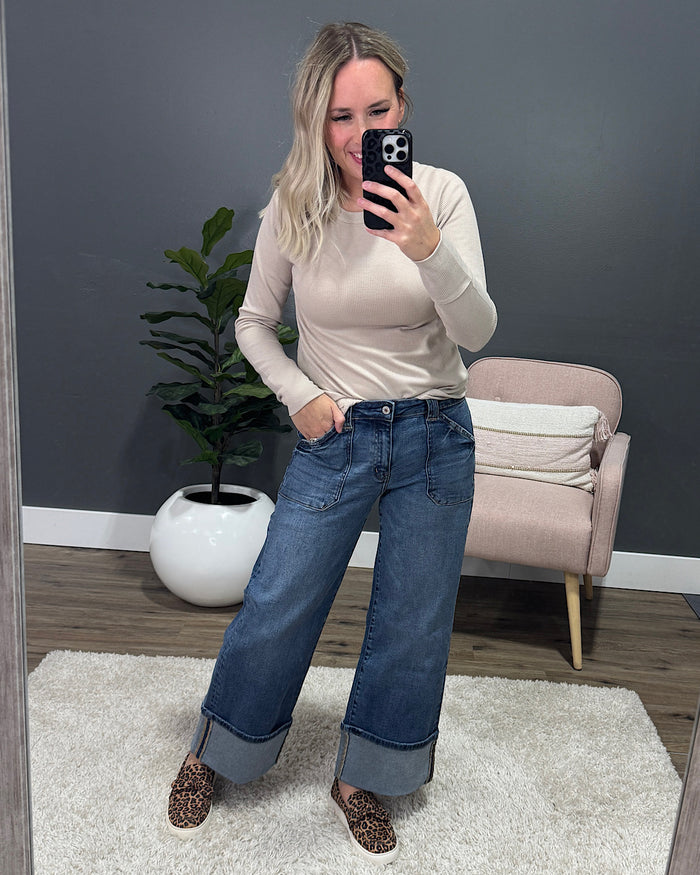 KanCan Risk Taker Rolled Hem Wide Leg Jeans FINAL SALE KanCan