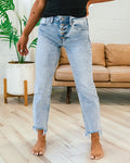 KanCan Tell Me Acid Wash Fray Hem Straight Jeans KanCan