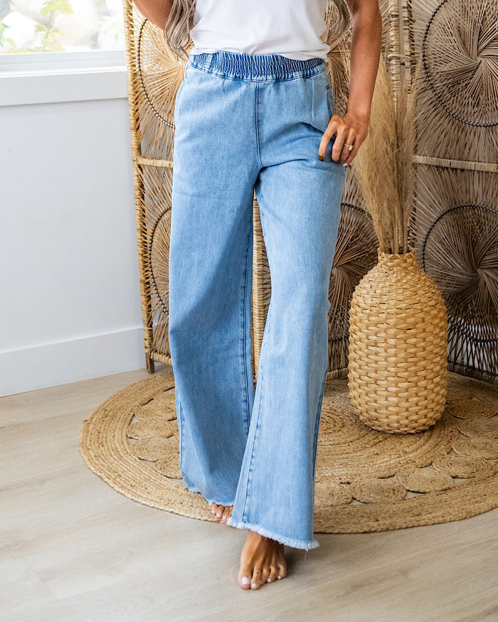 KanCan You Got Me Elastic Waist Wide Leg Jeans SALE KanCan