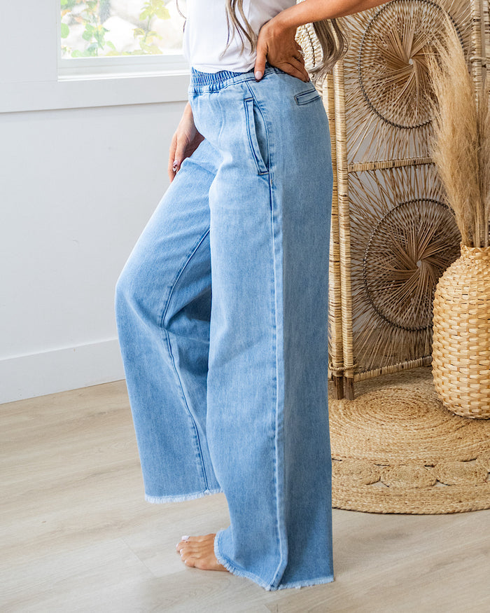 KanCan You Got Me Elastic Waist Wide Leg Jeans SALE KanCan