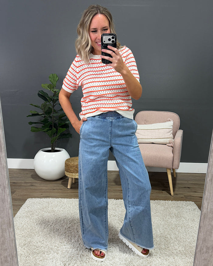 KanCan You Got Me Elastic Waist Wide Leg Jeans SALE KanCan