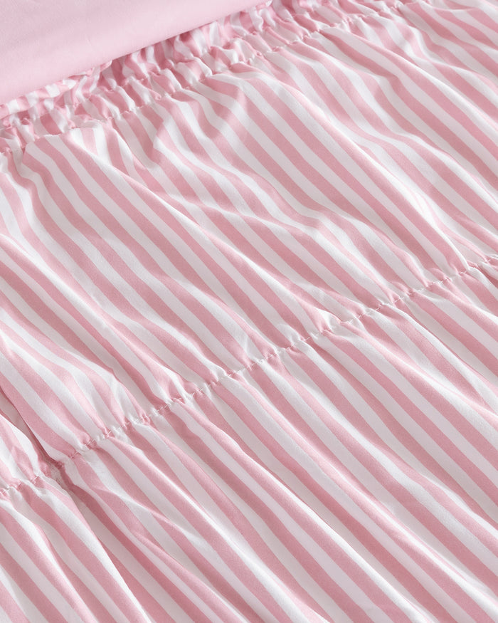 Kara Pinstripe Pink Comforter Set