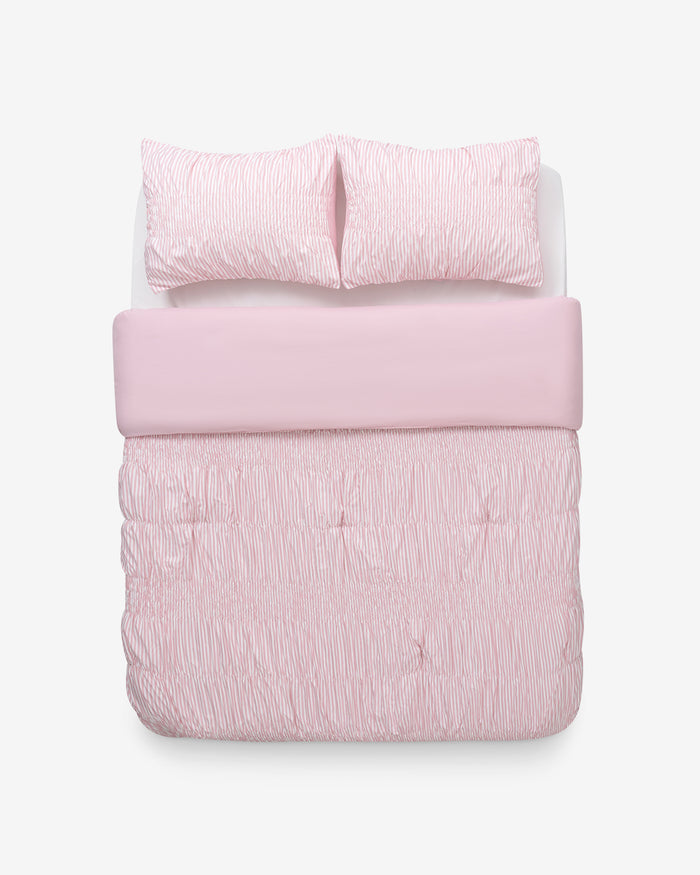 Kara Pinstripe Pink Comforter Set