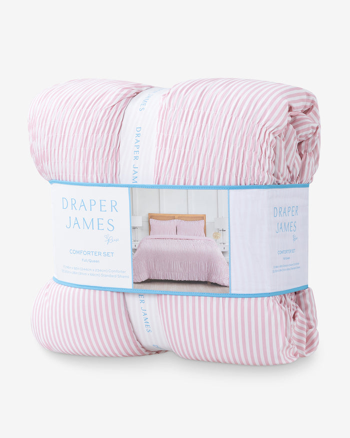 Kara Pinstripe Pink Comforter Set