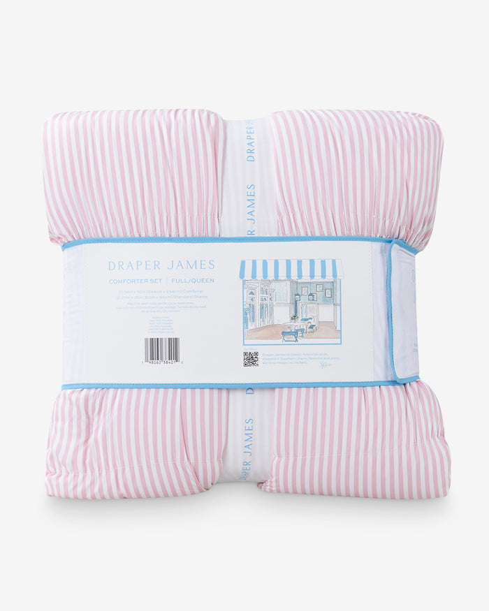 Kara Pinstripe Pink Comforter Set