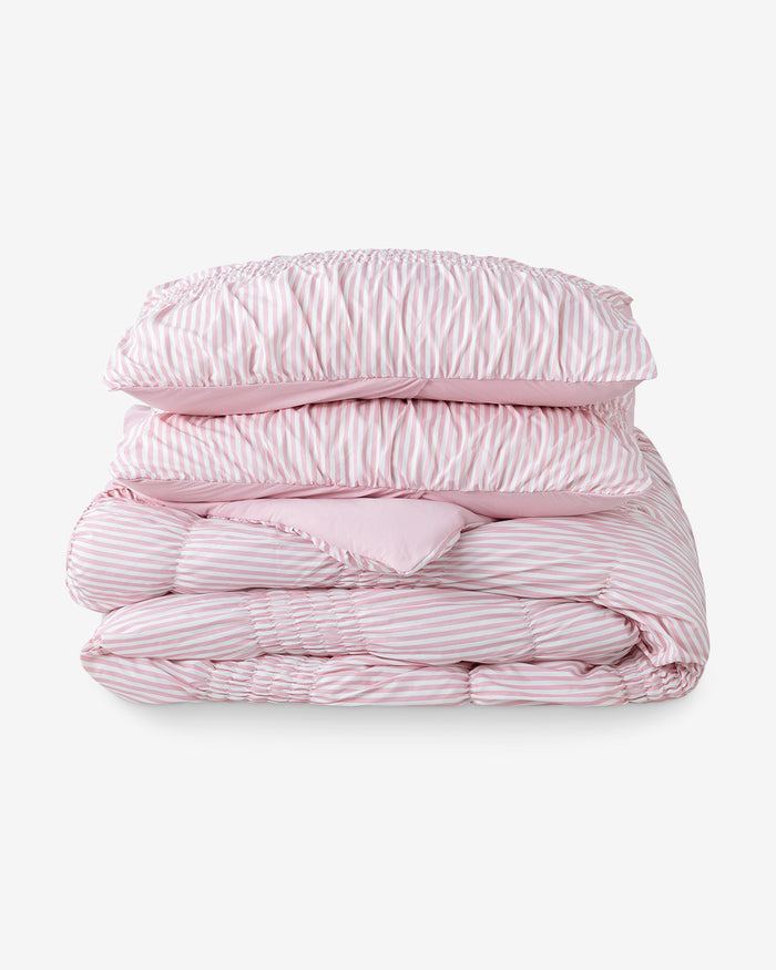 Kara Pinstripe Pink Comforter Set