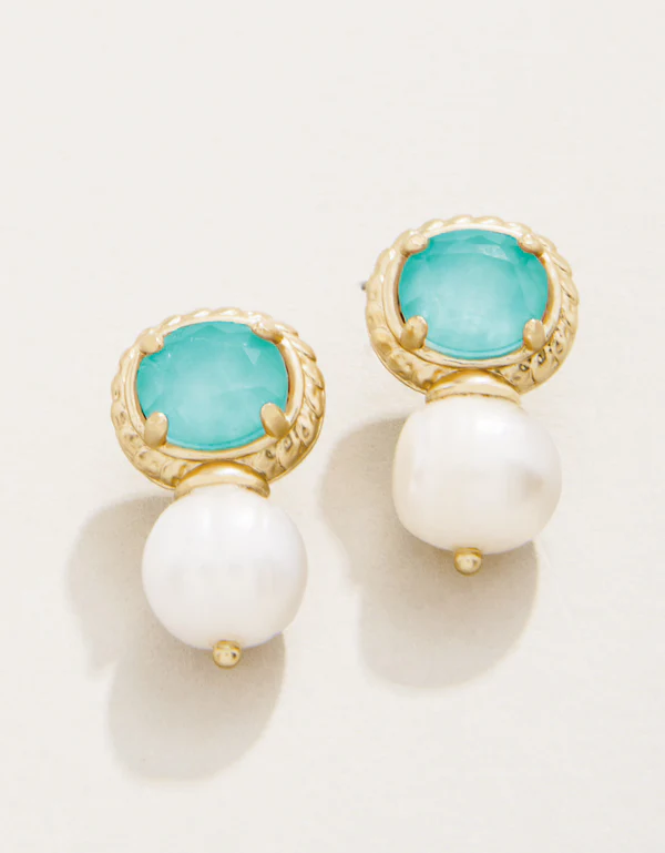 Karina Petite Pearl Stud Earrings Ocean Blue