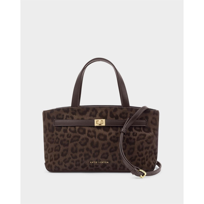 Katie Loxton Orin Top Handle Crossbody Bag In Chocolate Leopard