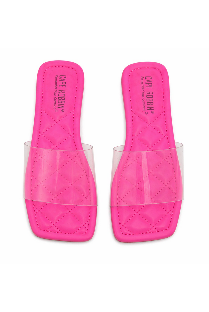 Keko – Flat Clear Band Quilt Detail Sole Sandal Slides for Women