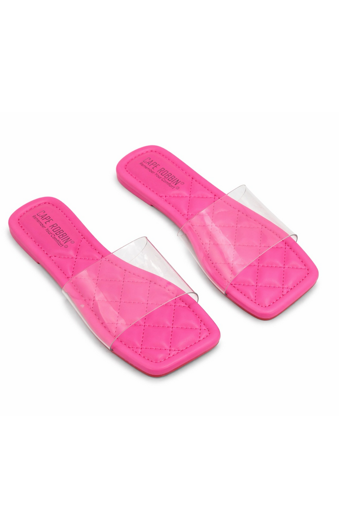 Keko – Flat Clear Band Quilt Detail Sole Sandal Slides for Women