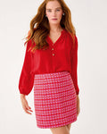 Kels Boucle Mini Skirt - Cranberry Red Fiesta Boucle