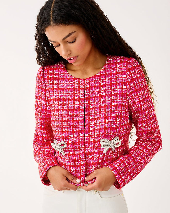 Kimia Boucle Jacket - Cranberry Red Fiesta Boucle