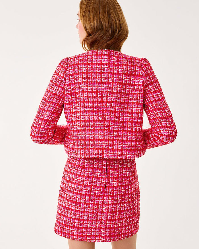 Kimia Boucle Jacket - Cranberry Red Fiesta Boucle