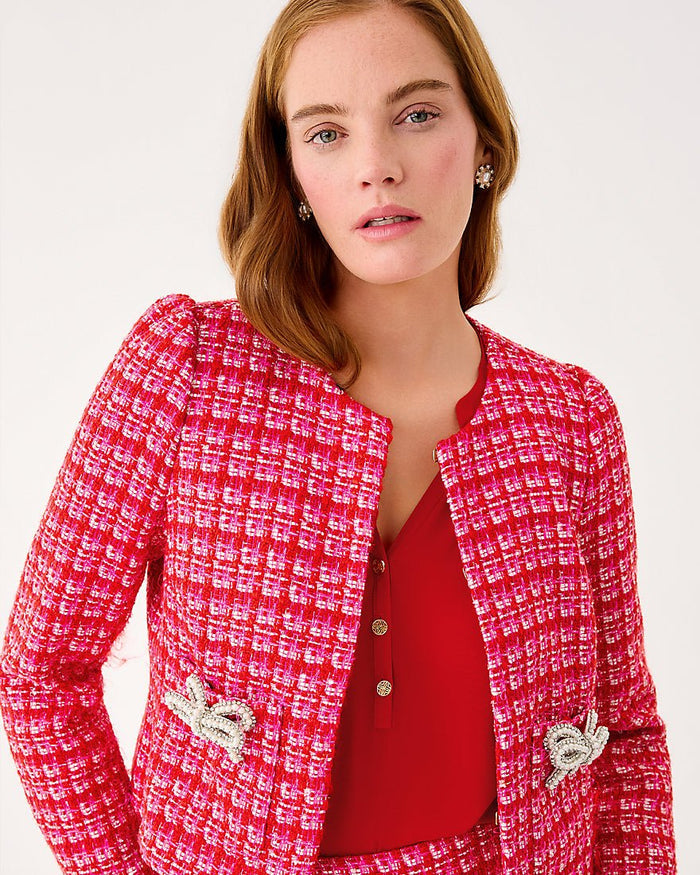 Kimia Boucle Jacket - Cranberry Red Fiesta Boucle