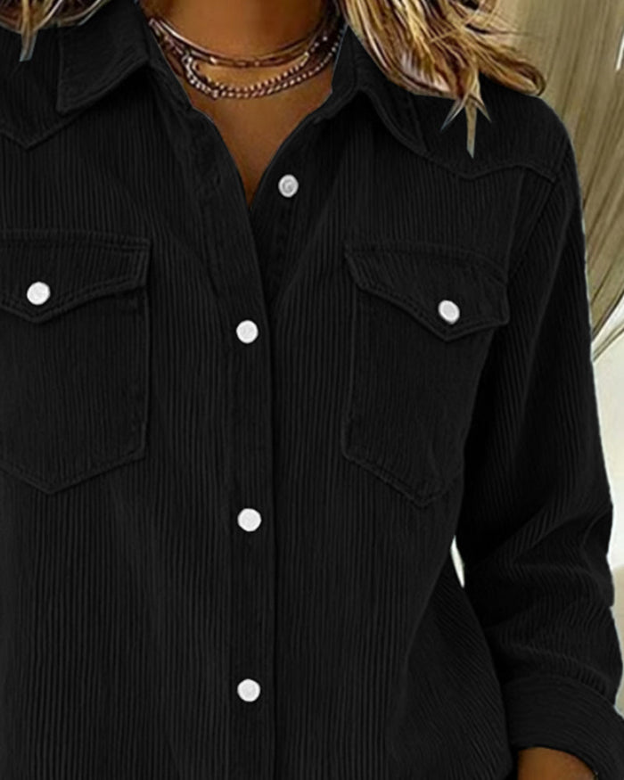 Laluna® | Long-Sleeve Shirt with Lapel and Button Placket