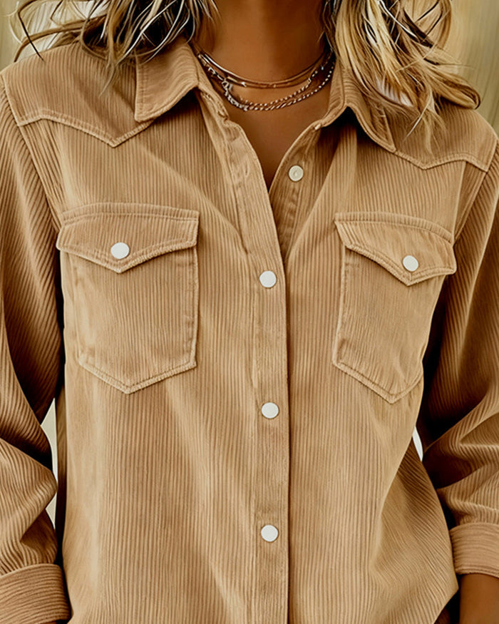 Laluna® | Long-Sleeve Shirt with Lapel and Button Placket