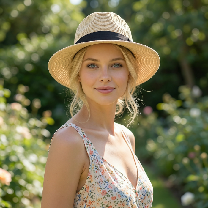 Large Folding Travel Panama Sun Hat (59cm)