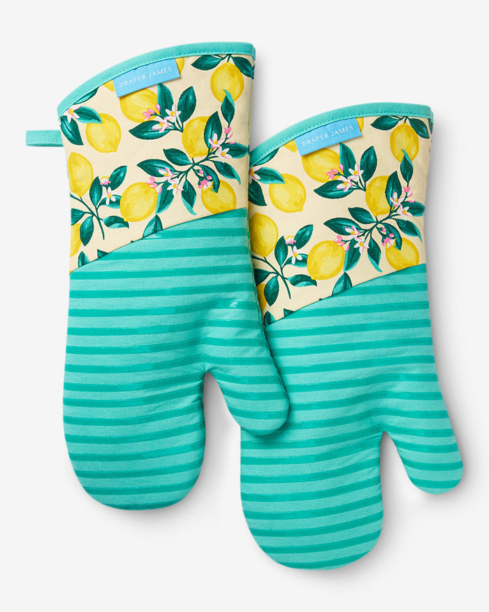Lemon Blossom Silicone Oven Mitt Set