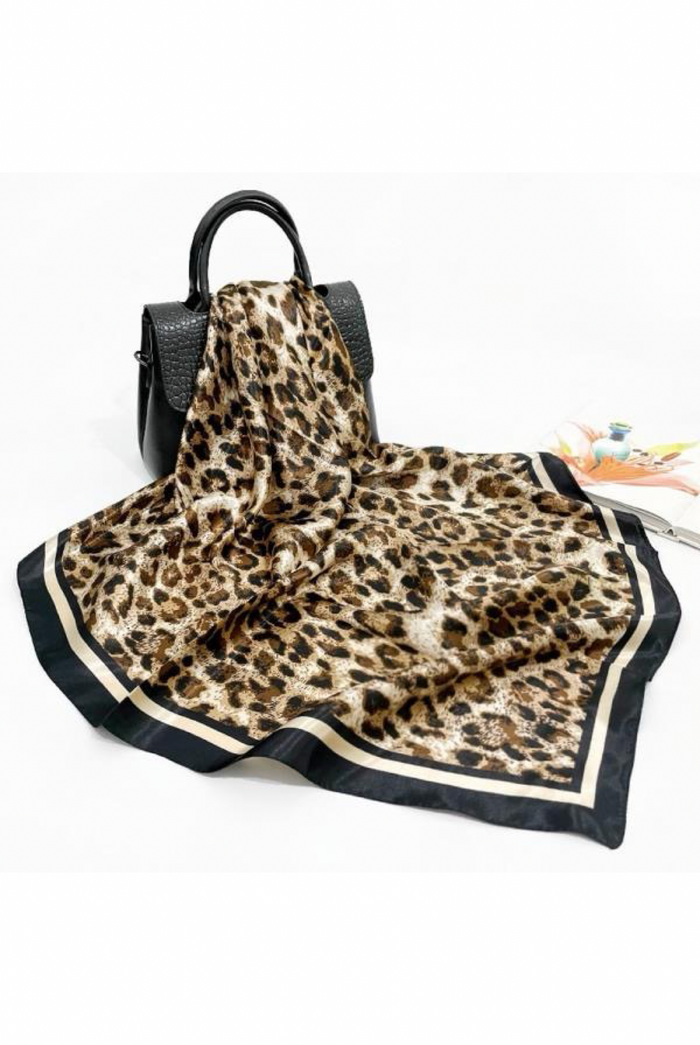 Leopard Silky Square Bandana Scarf