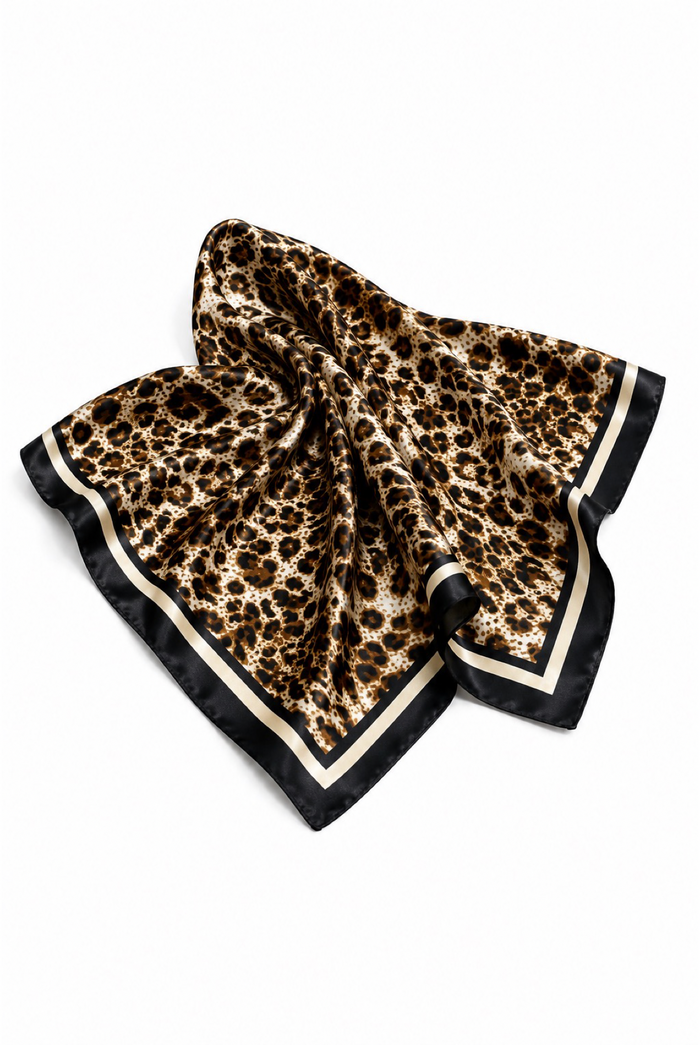 Leopard Silky Square Bandana Scarf
