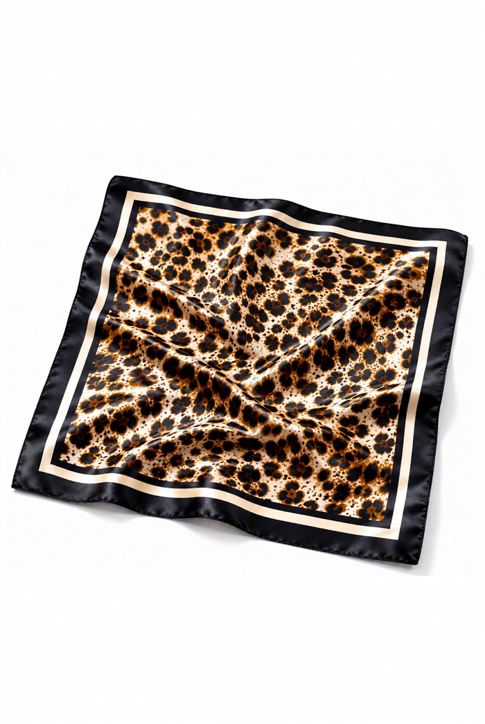 Leopard Silky Square Bandana Scarf