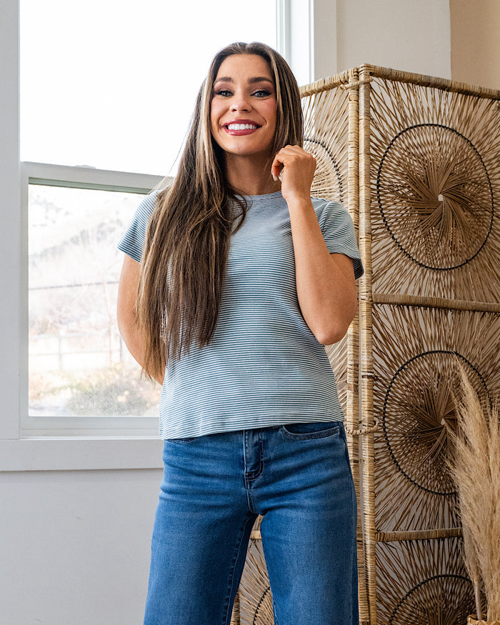 Lexi Striped Top - Color Options Available! Thread & Supply Light Turquoise