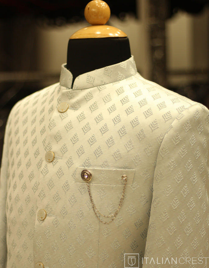 Light Blue Jacquard Jodhpuri Suit