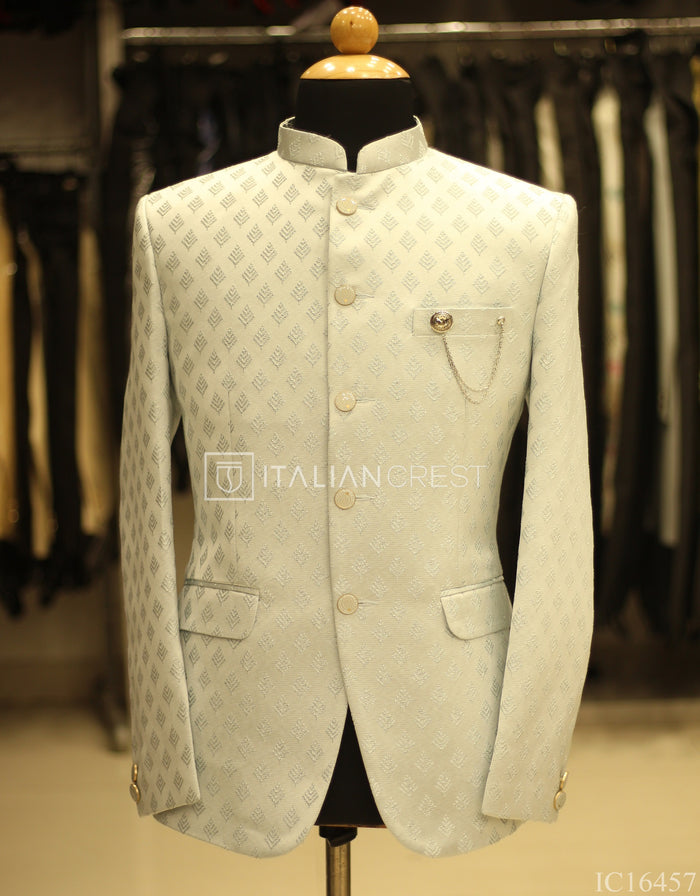 Light Blue Jacquard Jodhpuri Suit